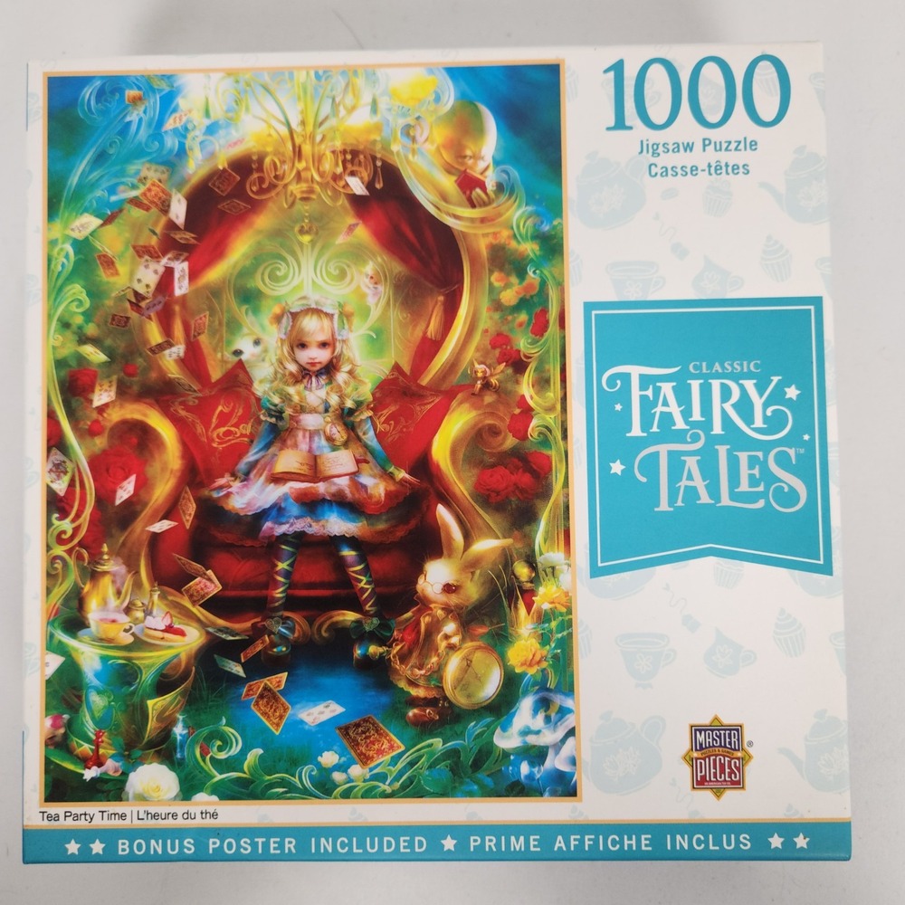 NIB MasterPieces Classic Fairy Tales Puzzle "Tea Party‎ Time" 1000 Pc Fairytales